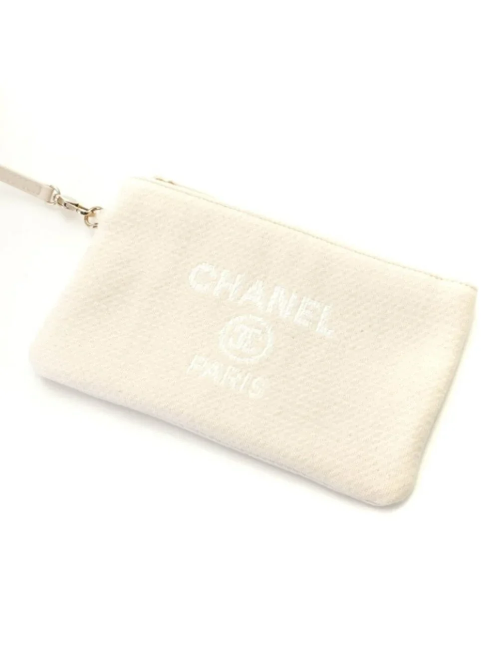 Chanel Deauville Small Shopping Bag White Handbag Canvas